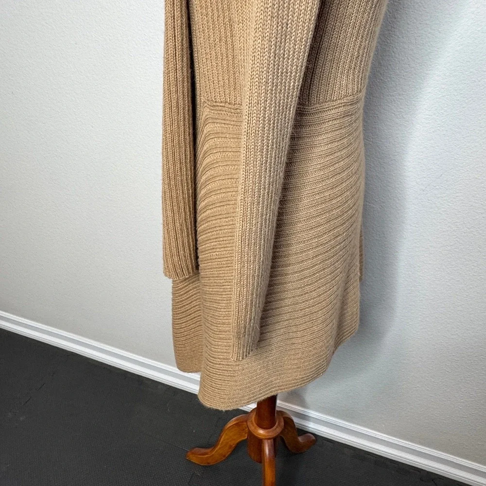 ALICIA PERU Alpaca Pima Cotton Blend Open Front Cardigan‎ Sweater SMALL Tan
